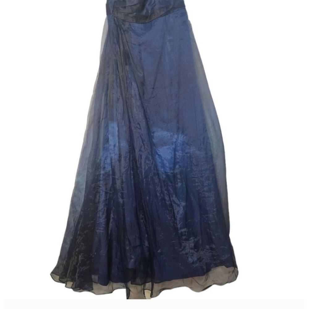 NWT Rene Ruiz Off-Shoulder Blue Organza Gown Twisted Hand Draped Pockets 6 - Picture 4 of 13
